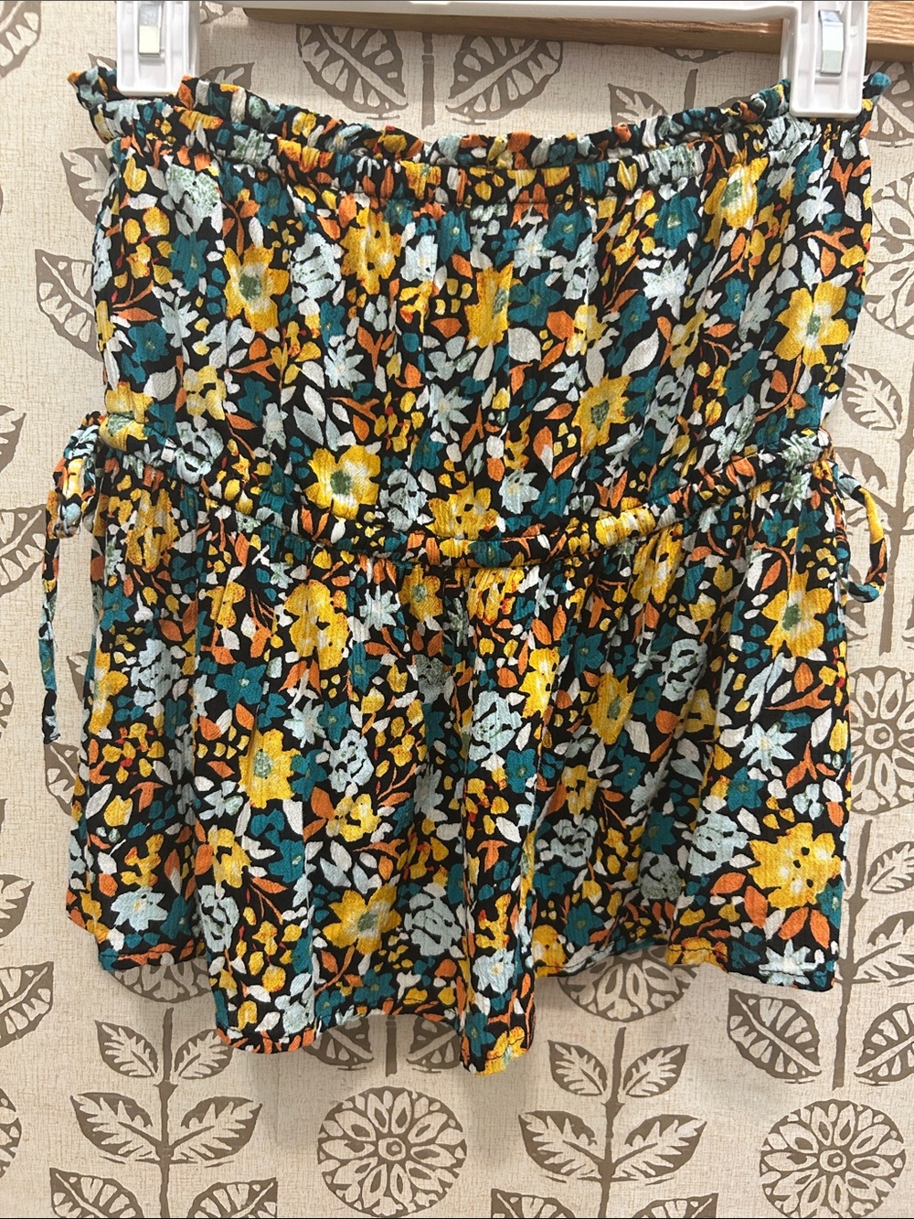 O’Neill Floral Strapless Top in Yellow & Teal
